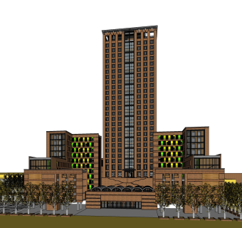 现代高层办公楼草图大师模型，高层办公楼sketchup模型免费下载