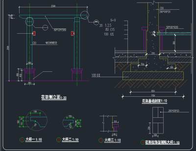 某别墅周边环境景观工程施工图,cad建筑图纸免费下载