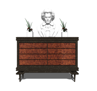 美式边柜草图大师模型，边柜SKP模型下载