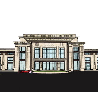 新中式会所建筑草图大师模型，sketchup模型免费下载