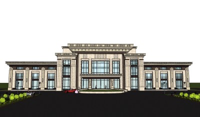 新中式会所建筑草图大师模型，sketchup模型免费下载