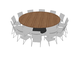 现代圆形餐桌<em>椅</em>su模型，大圆桌草图大师下载