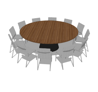 现代圆形餐桌椅su模型，大圆桌草图大师下载