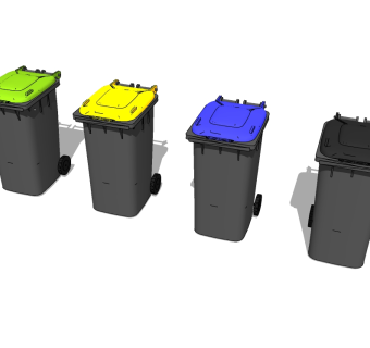 现代分类垃圾桶草图大师模型，垃圾桶SU模型下载