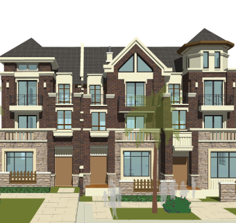 欧式新古典连排别墅草图大师模型，sketchup模型免费下载