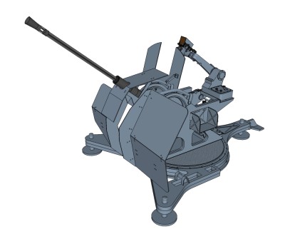 德国FLAK38高射炮草图大师模型，高射炮SU模型下载