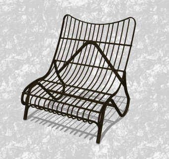 现代镂空休闲椅su模型，椅子草图大师模型下载