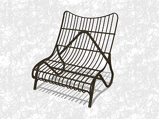 现代镂空休闲椅su模型，椅子草图大师模型下载
