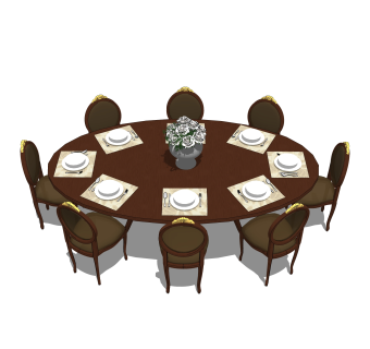 美式餐桌椅草图大师模型，餐桌椅skb文件