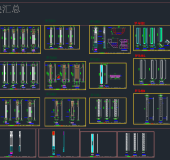护墙板柜门罗马柱CAD图库，护墙板罗马柱CAD图纸下载