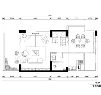 祥细客厅卧室家装户型图三居CAD，免费下载