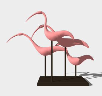  火烈鸟雕塑摆件草图大师模型，雕塑摆件sketchup模型下载