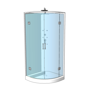 现代玻璃淋浴间免费su模型，淋浴间sketchup模型下载