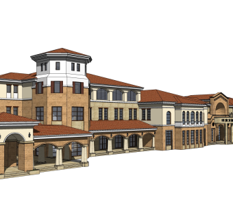欧式售楼处建筑方案草图大师模型，建筑构件sketchup模型免费下载