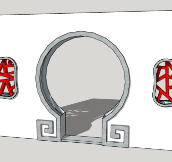 月洞门sketchup模型下载，月洞门skb模型分享