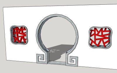 月洞门sketchup模型下载，月洞门skb模型分享