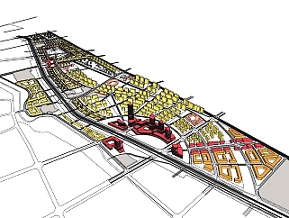 现代城市规划设计SU模型下载，城市规划草图大师模型