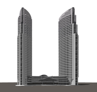 现代高层办公楼草图大师模型，高层办公楼sketchup模型免费下载