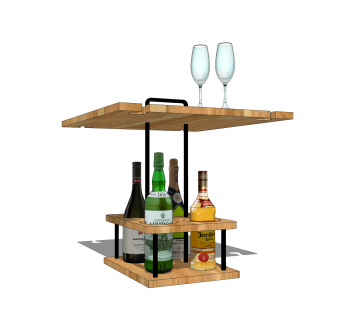 现代时尚酒架草图大师模型，酒架su模型下载