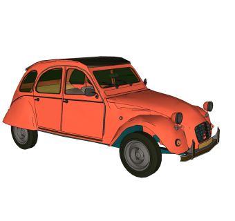 欧式汽车免费su模型，汽车skp模型，汽车草图大师素材下载