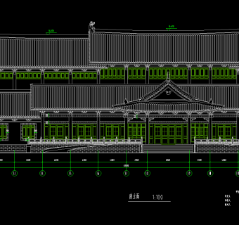 三层仿古图书馆建筑施工图，图书馆CAD建筑图纸下载