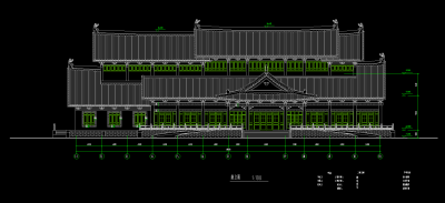 三层仿古图书馆建筑施工图，图书馆CAD建筑图纸下载