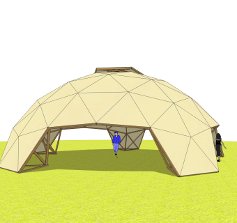现代工业建筑帐篷skp模型，帐篷sketchup模型下载