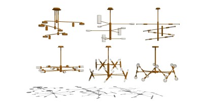 现代金属吊灯组合su模型，吊灯sketchup模型下载