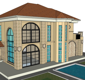 欧式别墅su模型下载、欧式别墅草图大师模型下载