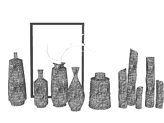 现代花瓶干枝摆件组合草图大师模型，花瓶干枝摆件sketchup模型下载
