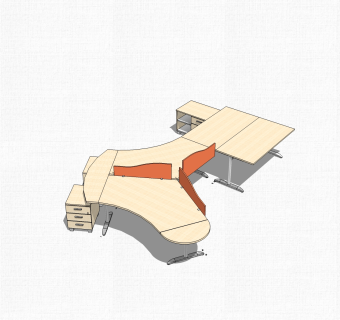 现代简约办公桌su模型，办公桌草图大师模型下载
