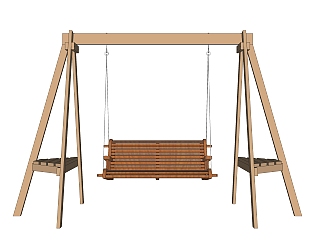 现代实木吊椅草图大师模型，秋千椅sketchup模型下载