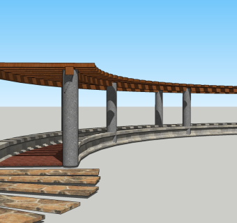 现代廊架草图大师模型，廊架sketchup模型下载