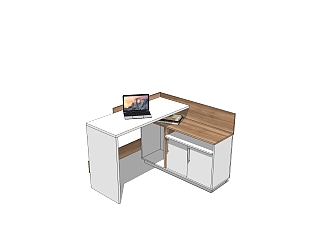 现代电脑办公桌草图大师模型，办公桌skp模型下载
