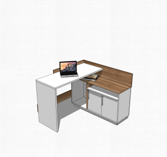 现代电脑办公桌草图大师模型，办公桌skp模型下载