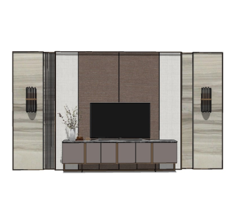 现代简约电视柜组合草图大师模型，电视柜su模型下载