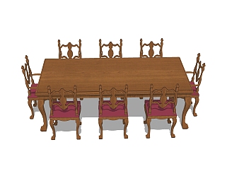 <em>美式餐桌</em>椅草图大师模型，餐桌椅skb文件