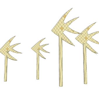 现代景观小品鱼草图大师模型，景观小品sketchup模型skp文件分享