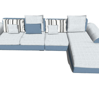 地中海风格多人沙发SU模型，多人沙发SKP模型下载