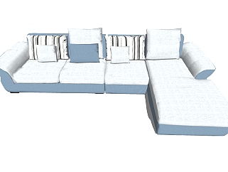 地中海风格多人沙发SU模型，多人沙发SKP模型下载