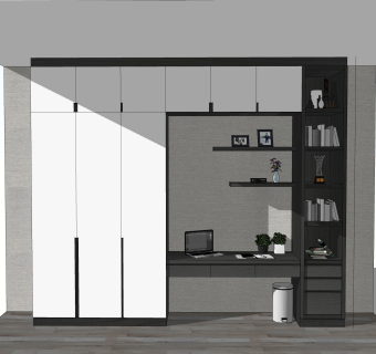 中式衣柜草图大师模型，衣柜SKP模型下载