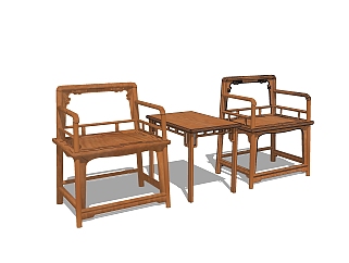 中式休闲<em>桌椅</em>免费su模型，<em>桌椅</em>sketchup模型下载