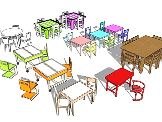 儿童<em>桌椅组合</em>草图大师模型，儿童<em>桌椅</em>sketchup模型下载