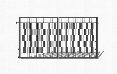 新中式铁艺大门草图大师模型，院门大门sketchup模型免费下载