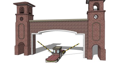 欧式入口大门草图大师模型下载，入口大门sketchup模型