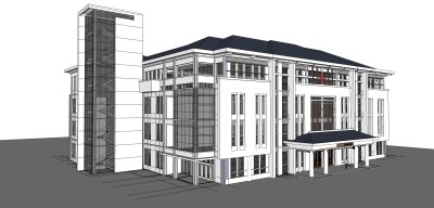 现代医院sketchup模型下载，医院草图大师模型