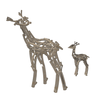 现代抽象鹿雕塑su模型,摆件草图大师模型下载