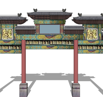 牌坊草图大师模型下载、牌坊su模型下载