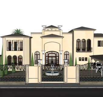 中亚式别墅su模型下载、中亚式别墅草图大师模型下载