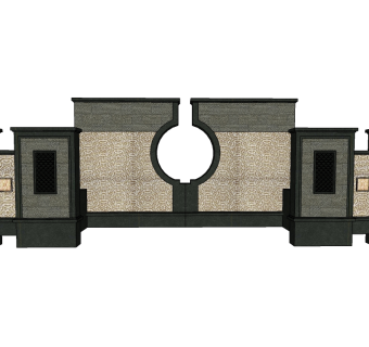 现代景观墙SU模型下载，景观墙skb模型分享